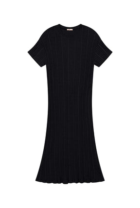 Robe T-shirt plissée Coton BIO - Noir