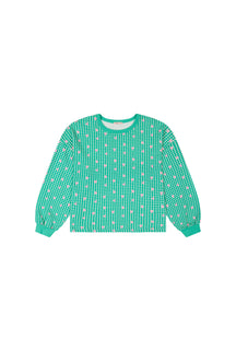 Sweat 100% Coton BIO - Vichy Coeurs Vert