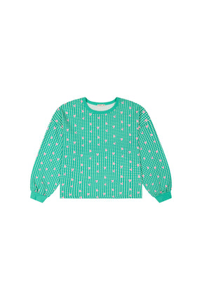 Sweat 100% Coton BIO - Vichy Coeurs Vert