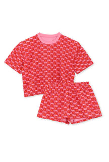 Pyjama coton BIO - Marguerite rouge