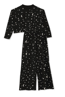 Pyjama femme long coton BIO - motif lune et étoile - Pyjamas longs - We Are Jolies
