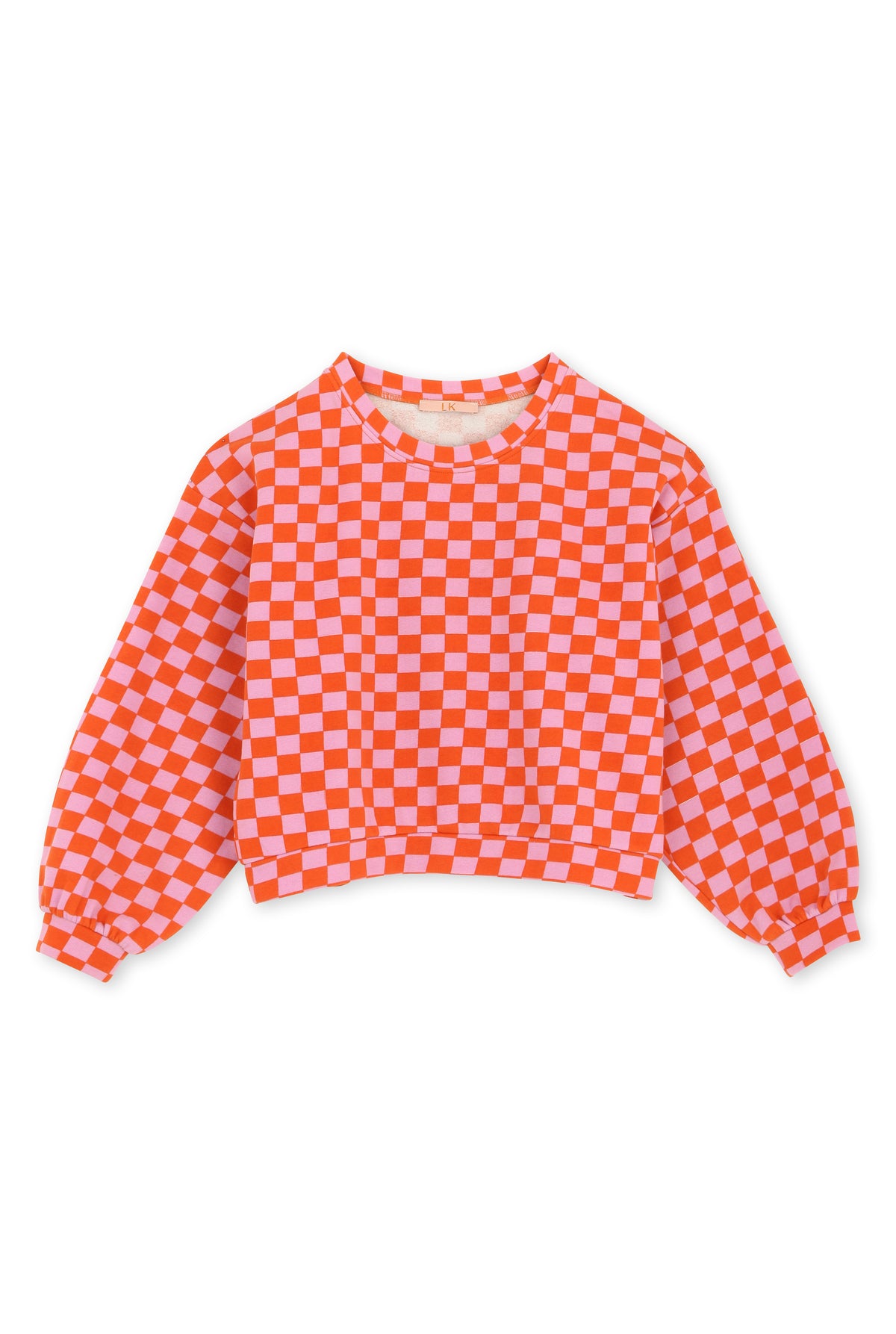 Sweat 100% Coton - Damier Rose et Orange