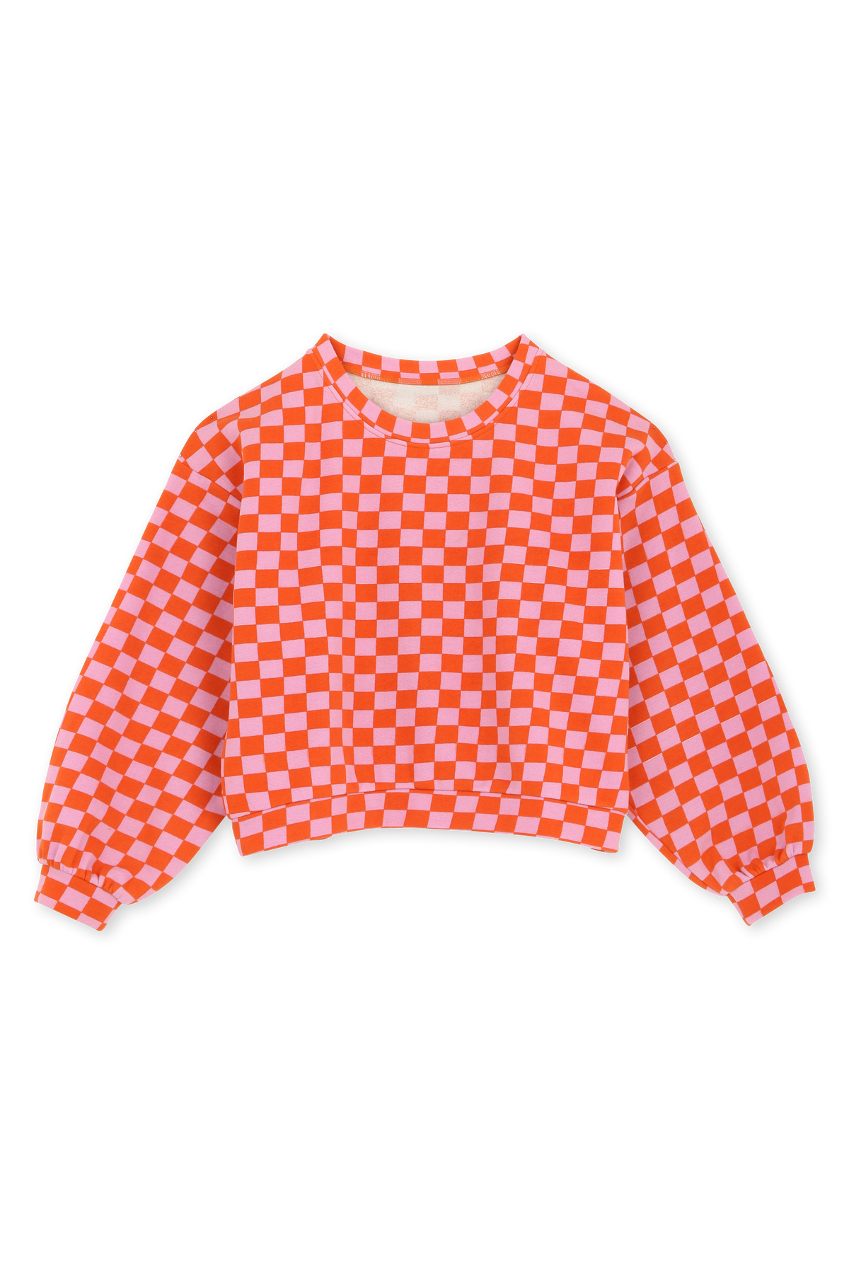 Sweat 100% Coton - Damier Rose et Orange