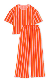 Pyjama long Coton BIO - Rayures Orange