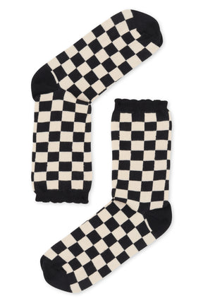 Chaussettes coton BIO - Damier Noir