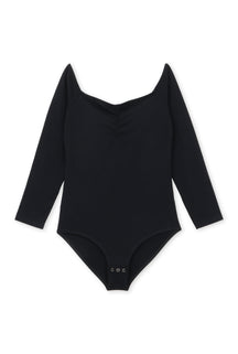 Off-the-Shoulder Bodysuit in Organic Cotton - Pirate Black