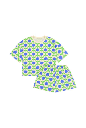 Organic Cotton Pyjamas - Blue Tulips