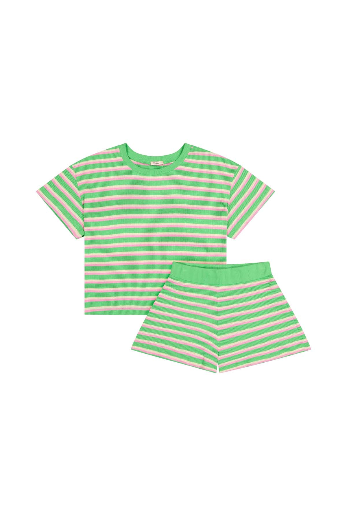 Ensemble Crochet - Rayures Vertes et Roses