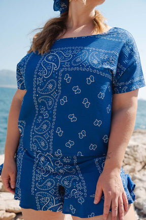 Short Volant Viscose - Bandana Bleu
