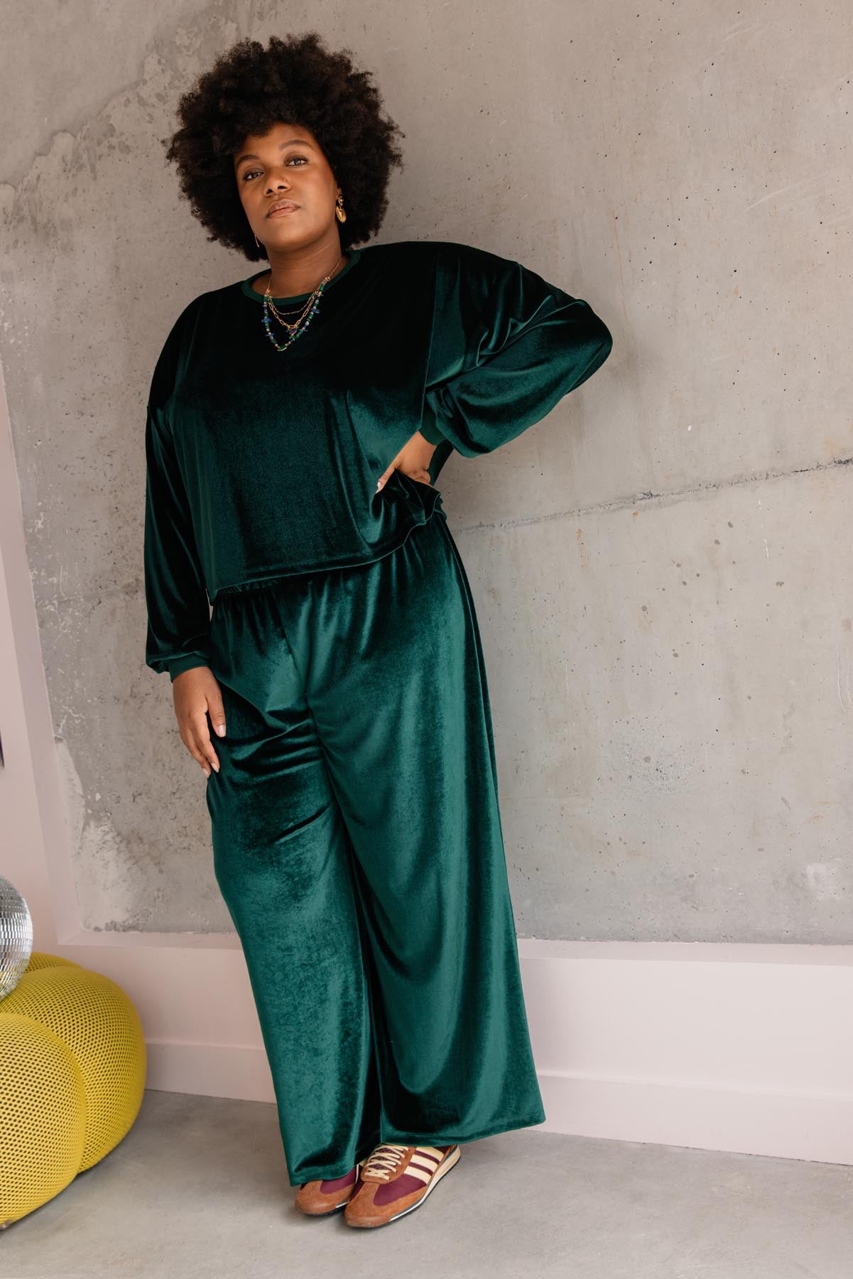 Tiffany fait du 46 et porte une taille 3XL/4XL en haut et 3XL en bas
