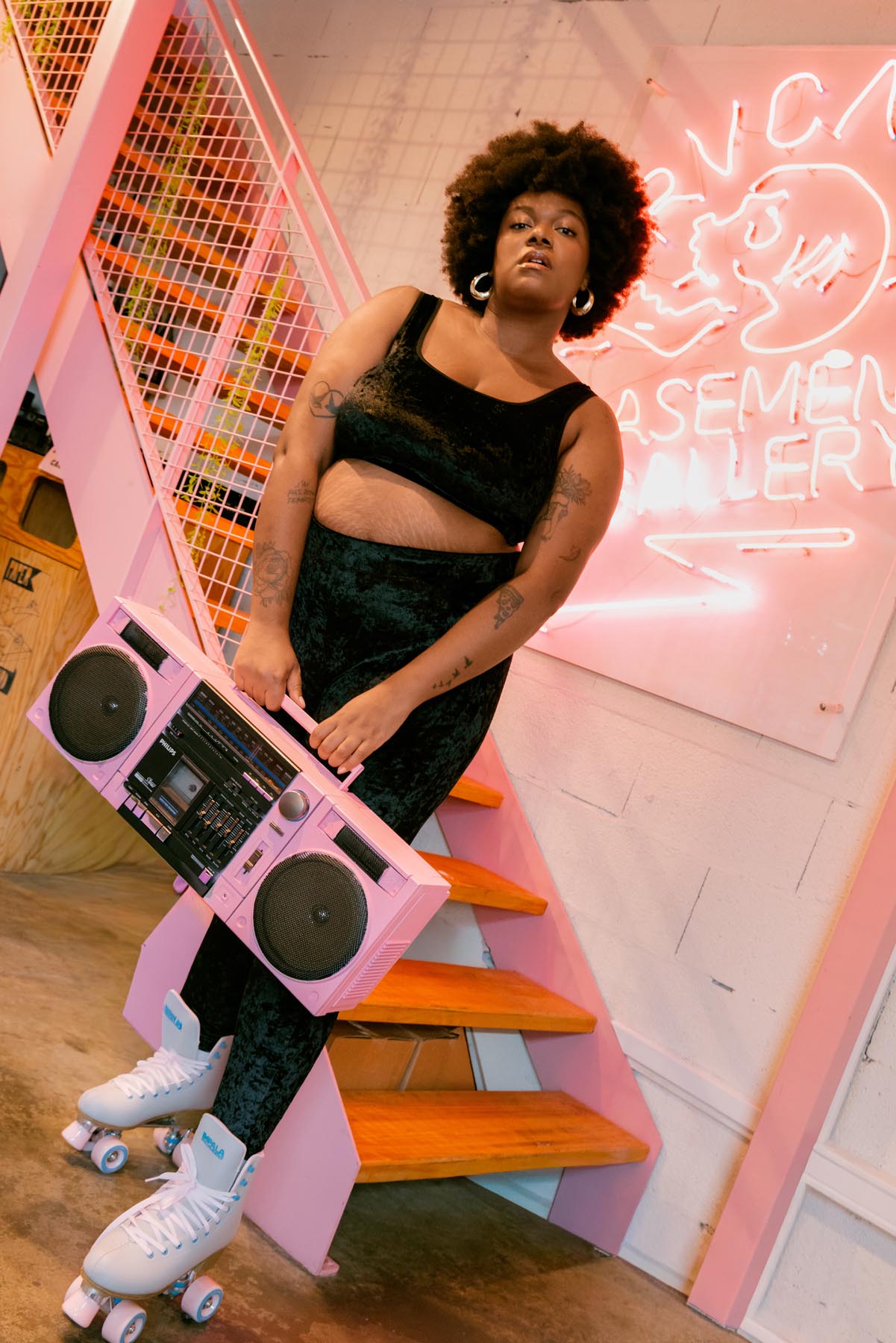 Tiffany fait du 46 et porte une taille 3XL en bas et un 3XL en haut