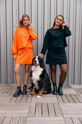 Ensemble Sweat & Jupe courte maille 100% COTON BIO - Orange