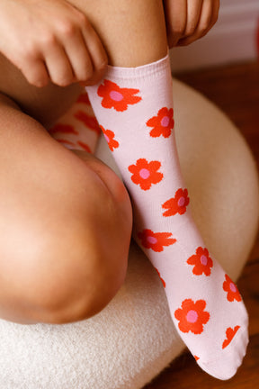 Chaussettes coton BIO - Clodette Rose