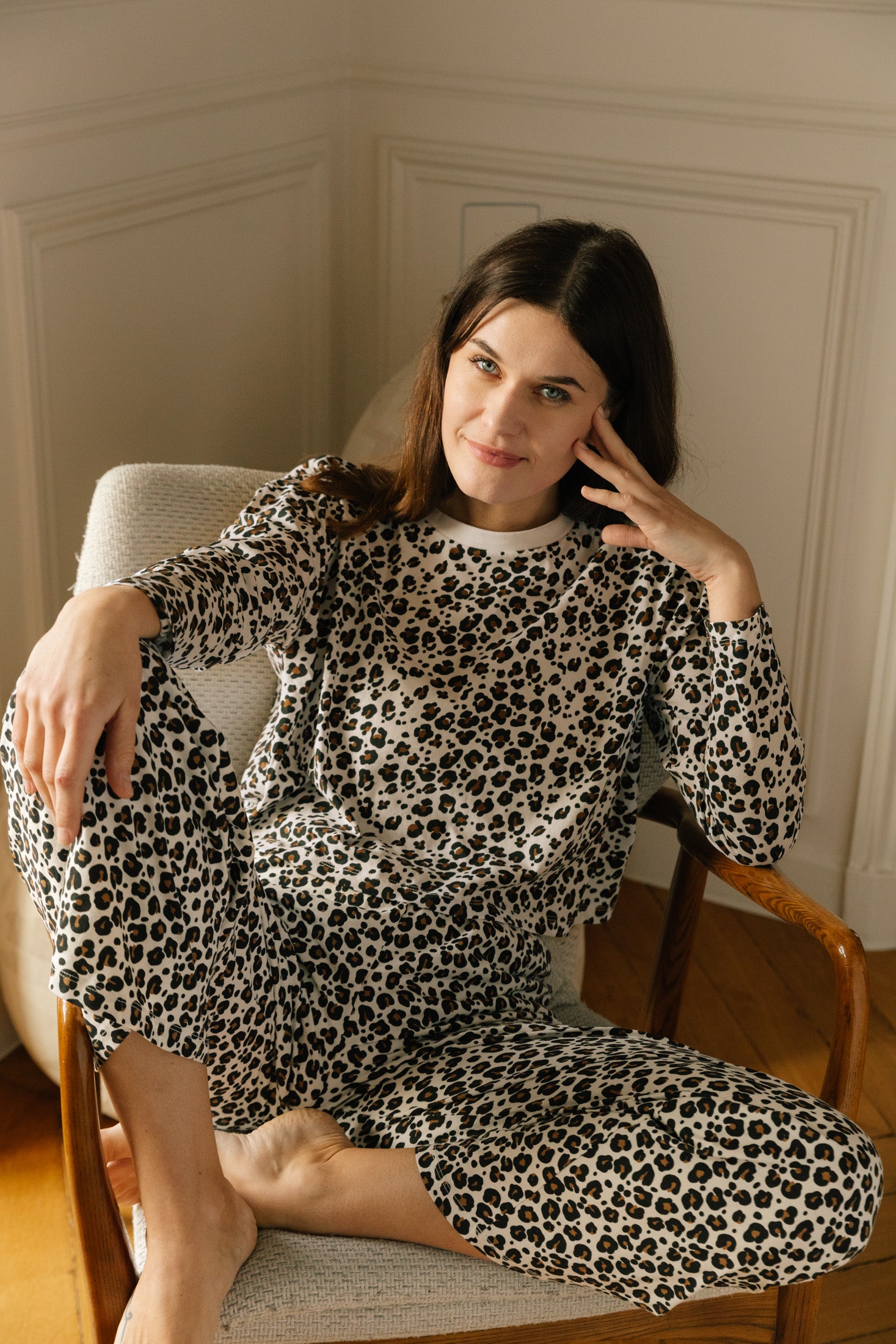 Pyjama femme long coton BIO - Léopard - Pyjamas longs - We Are Jolies