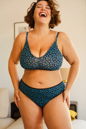 1 BRASSIÈRE + 1 CULOTTE - Mini Fleurs Bleu