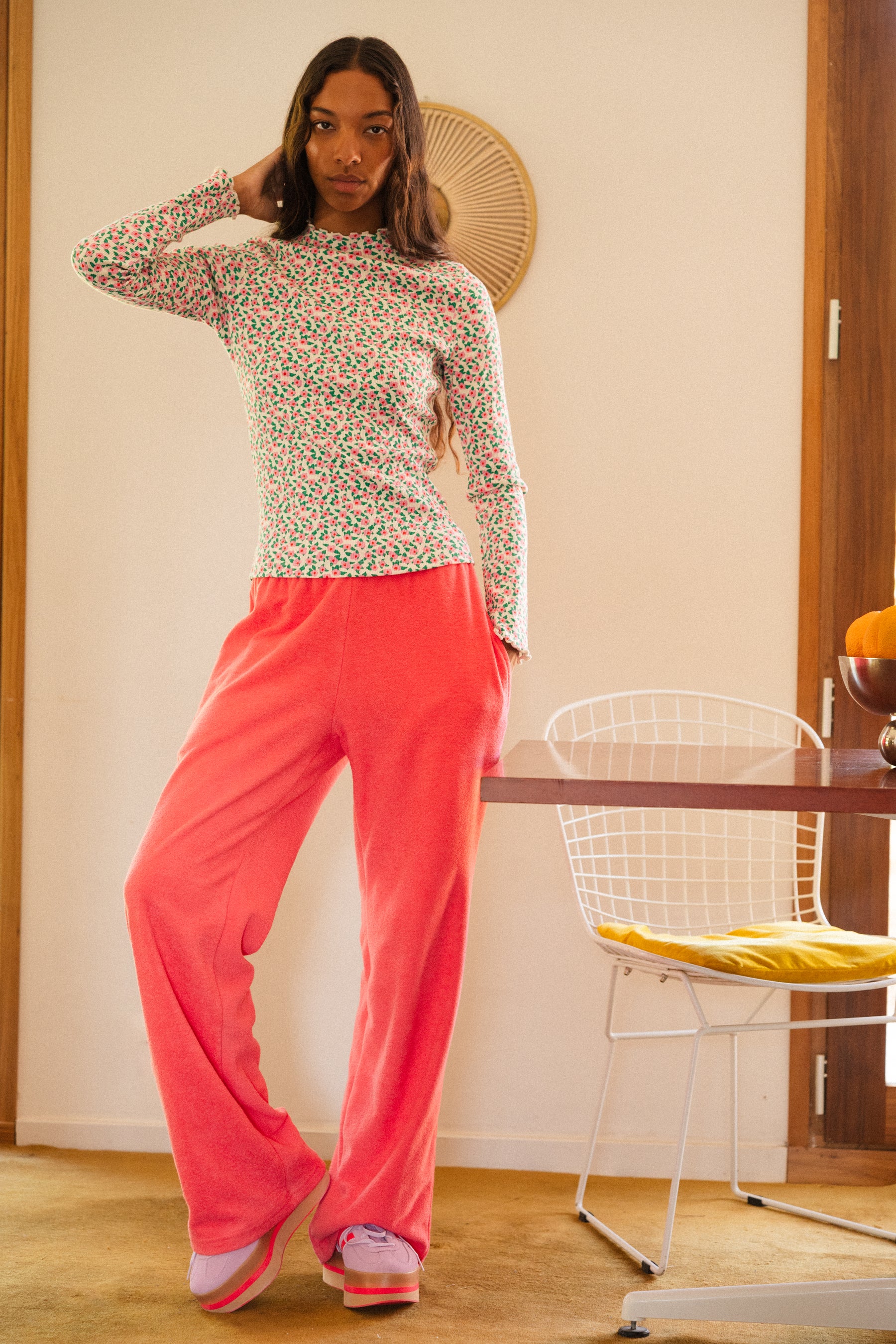 Rolled Hem Finishes - Pink Mini Flowers