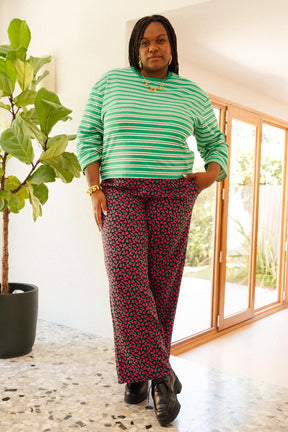 Pantalon Fluide Viscose - Mini Fleurs Fuchsia