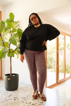 Leggings Coton - Mini Fleurs Fuchsia
