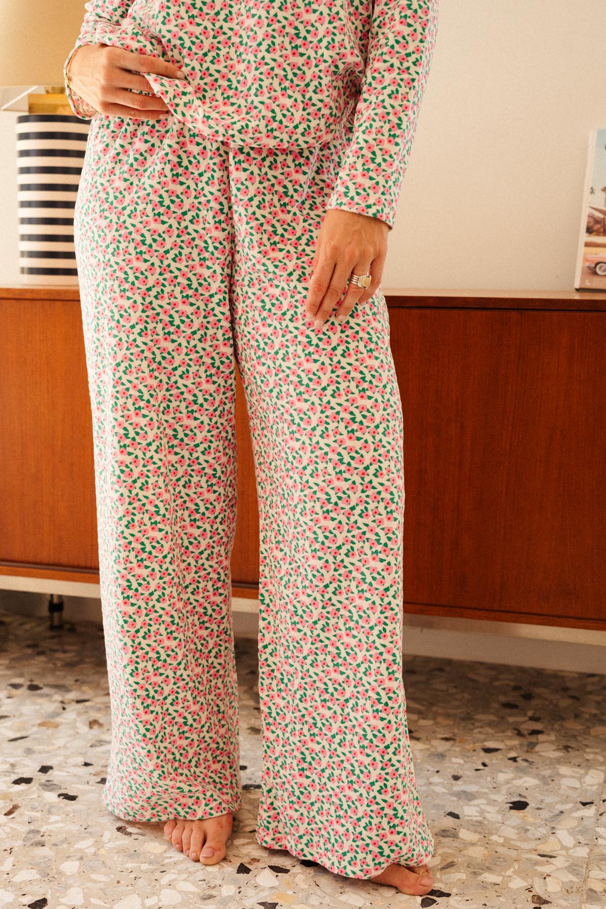 Pyjama Doudou Coton BIO - Mini Fleurs Rose