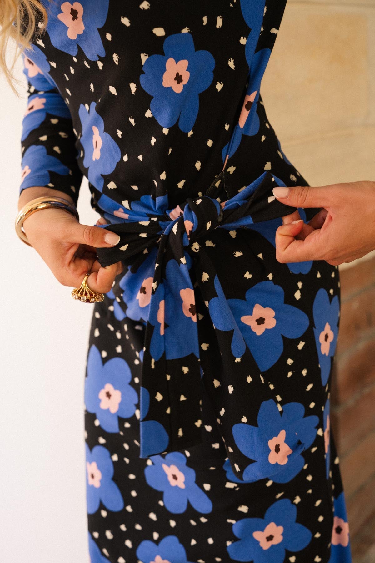 Knot Dress - Blue Polka Dot
