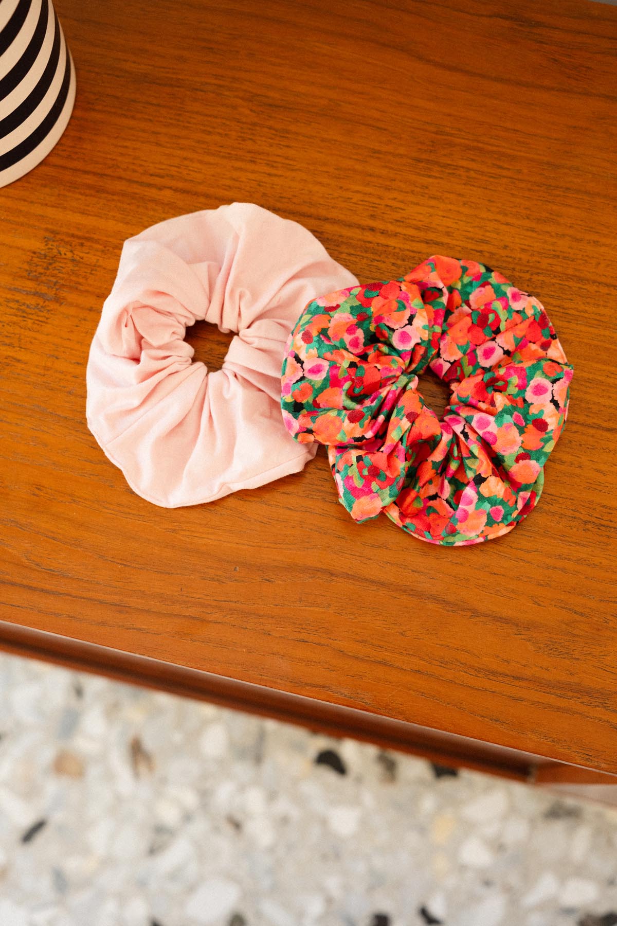2-Pack Oversized Scrunchie - Black Watercolor | Rose Blush
