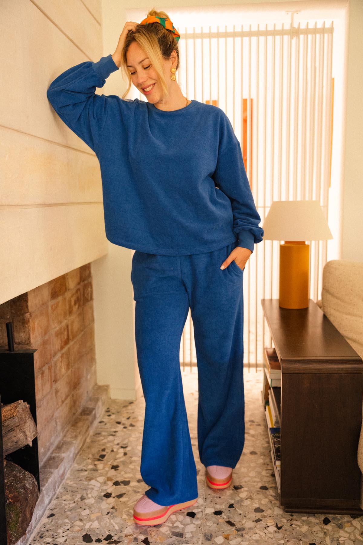 Organic Cotton Cocoon Sweatshirt & Pants - Klein Blue