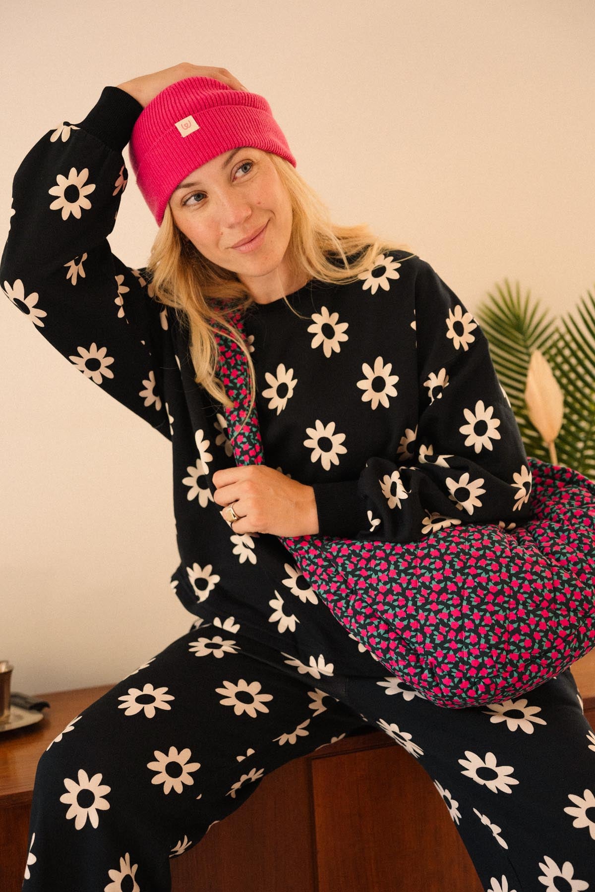 Sac matelassé - Mini Fleurs Fuchsia