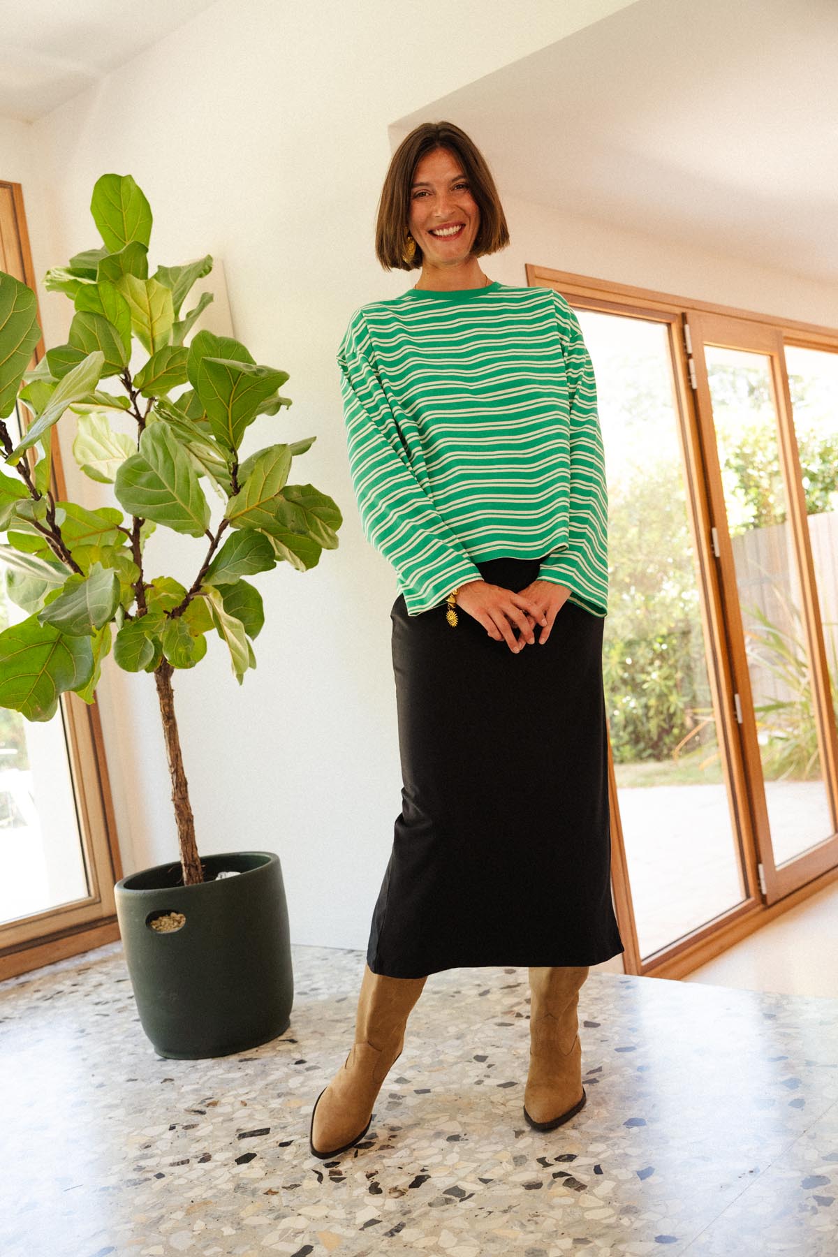 Julie A. fait du 36 et porte une taille XS
