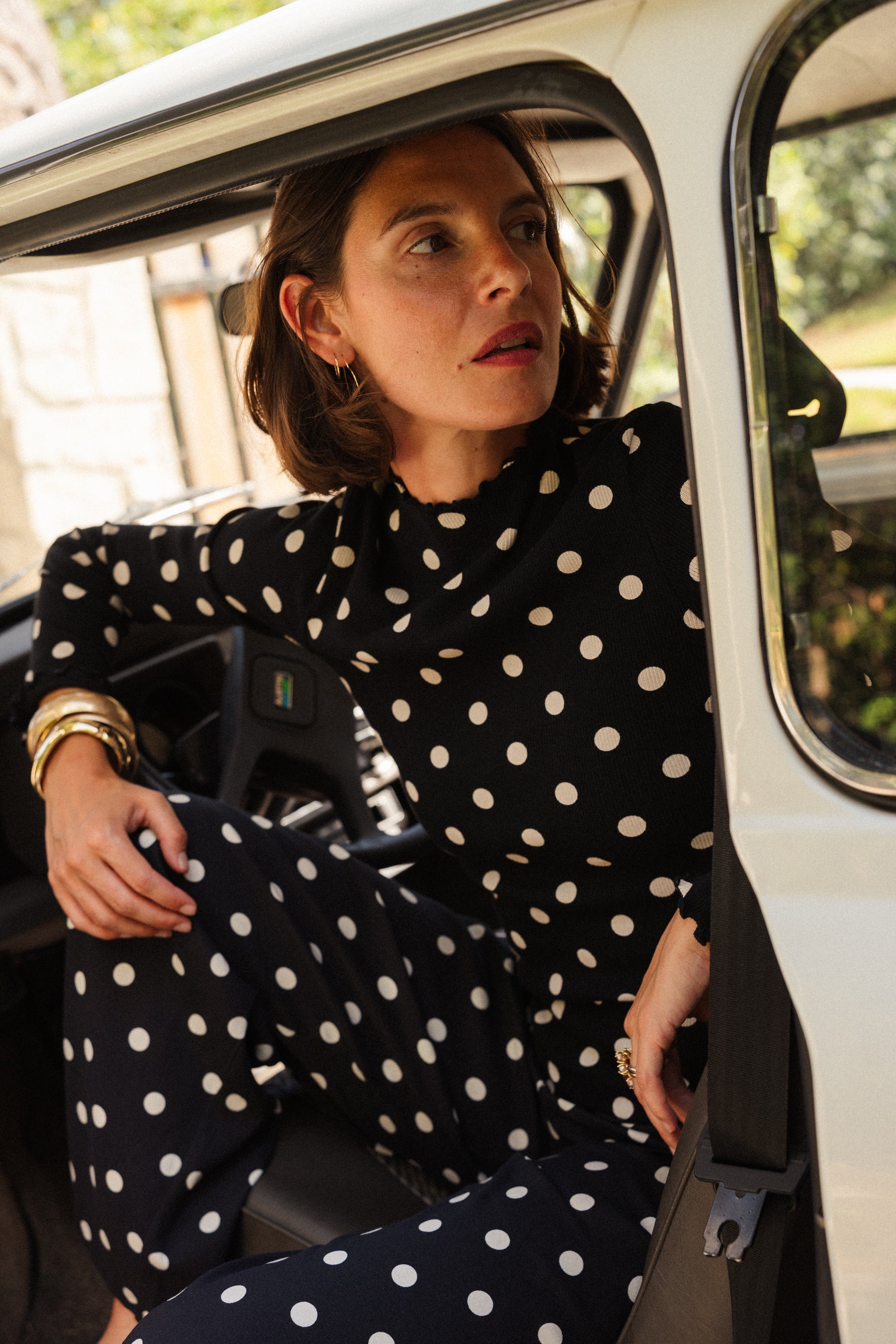 Rolled Hem Finishes - Black Polka Dot