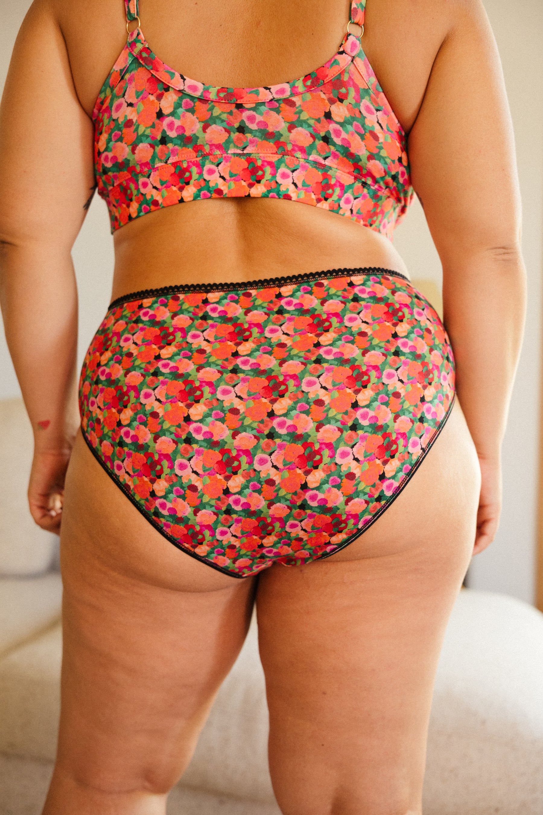 Culotte Taille Haute Coton BIO - Aquarelle Noir