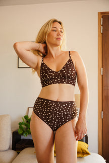1 BRASSIÈRE + 1 CULOTTE TAILLE HAUTE - Bambi Marron