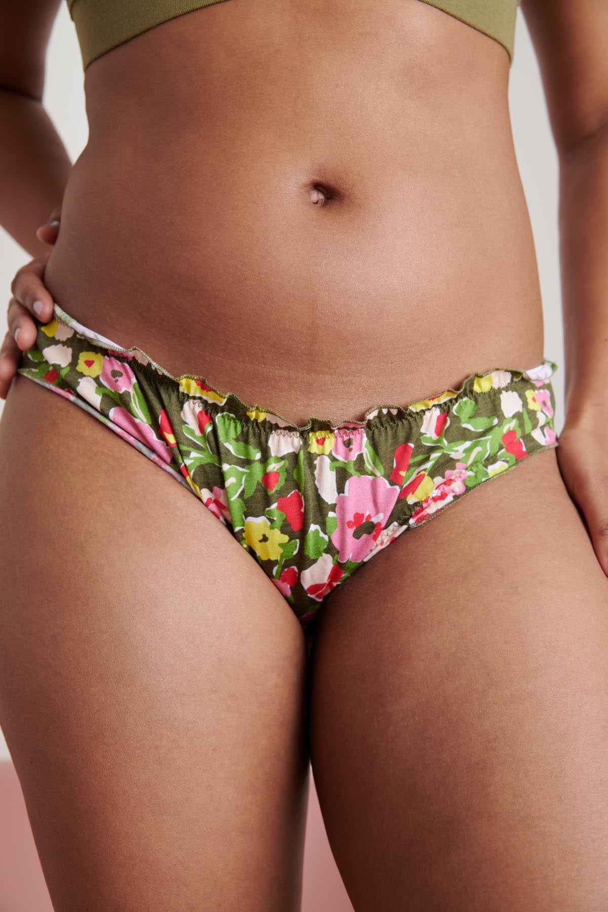 Bloomer Coton BIO - Fleurs Kaki