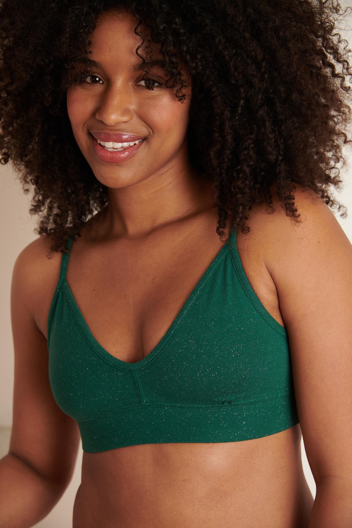 Brassière Coton BIO - Paillettes Vert