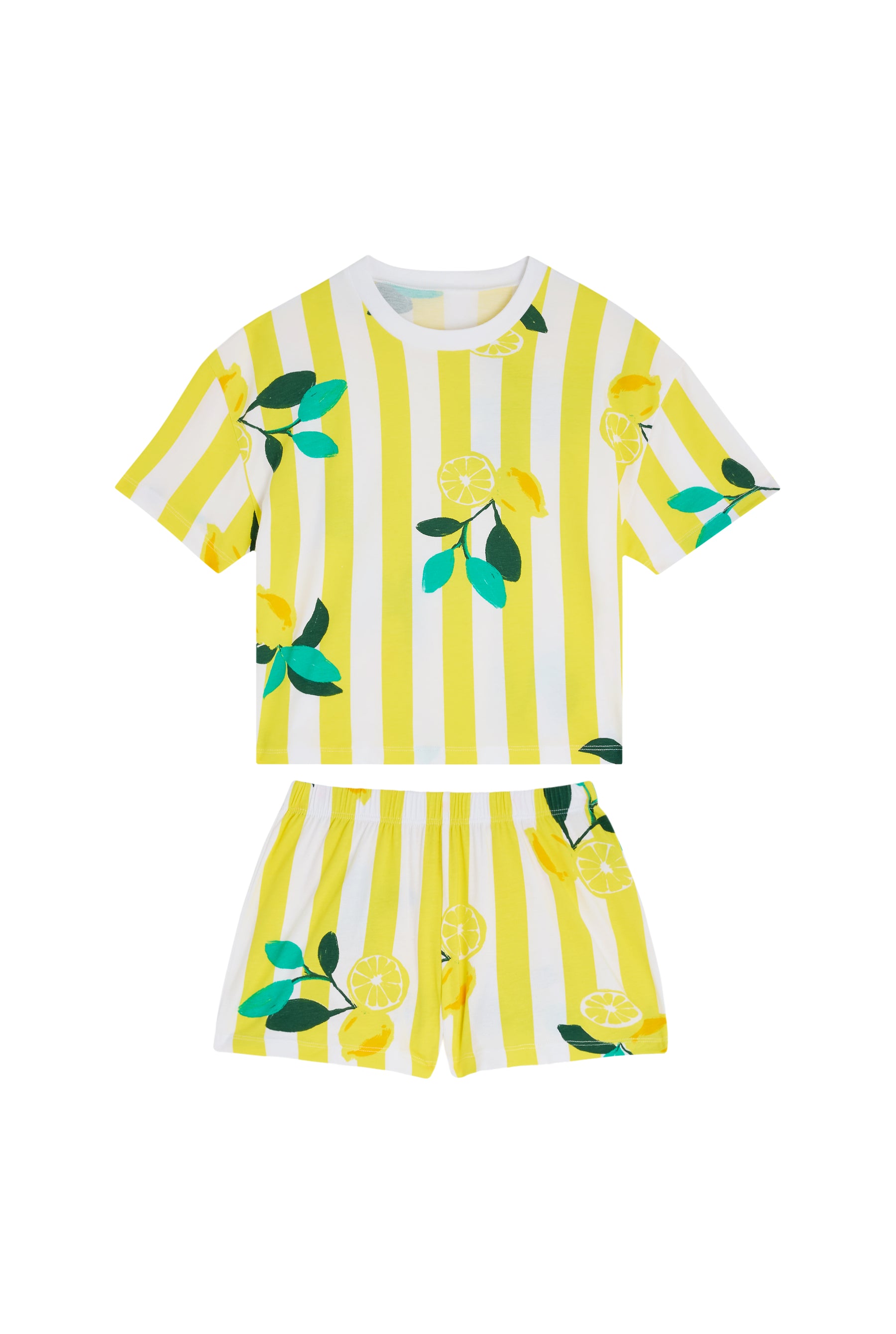 Pyjama Enfant Coton BIO - Citrons Rayures Jaunes