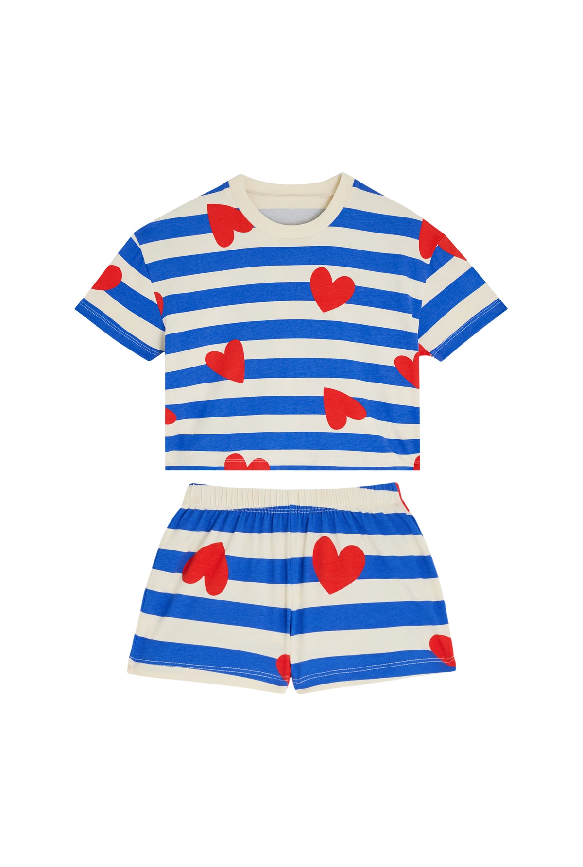 Pyjama Enfant Coton BIO - Marinière Cœurs
