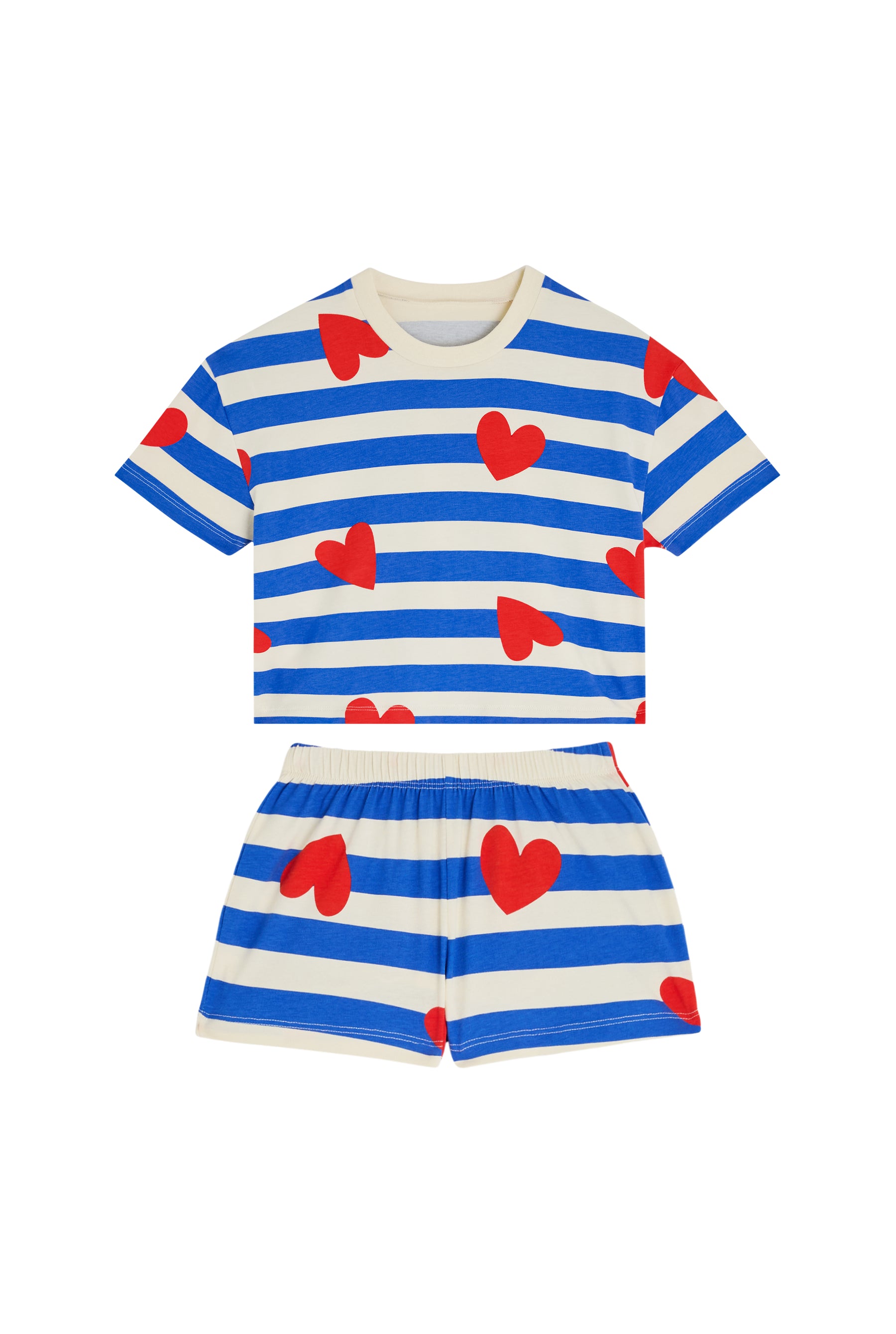 Pyjama Enfant Coton BIO - Marinière Cœurs
