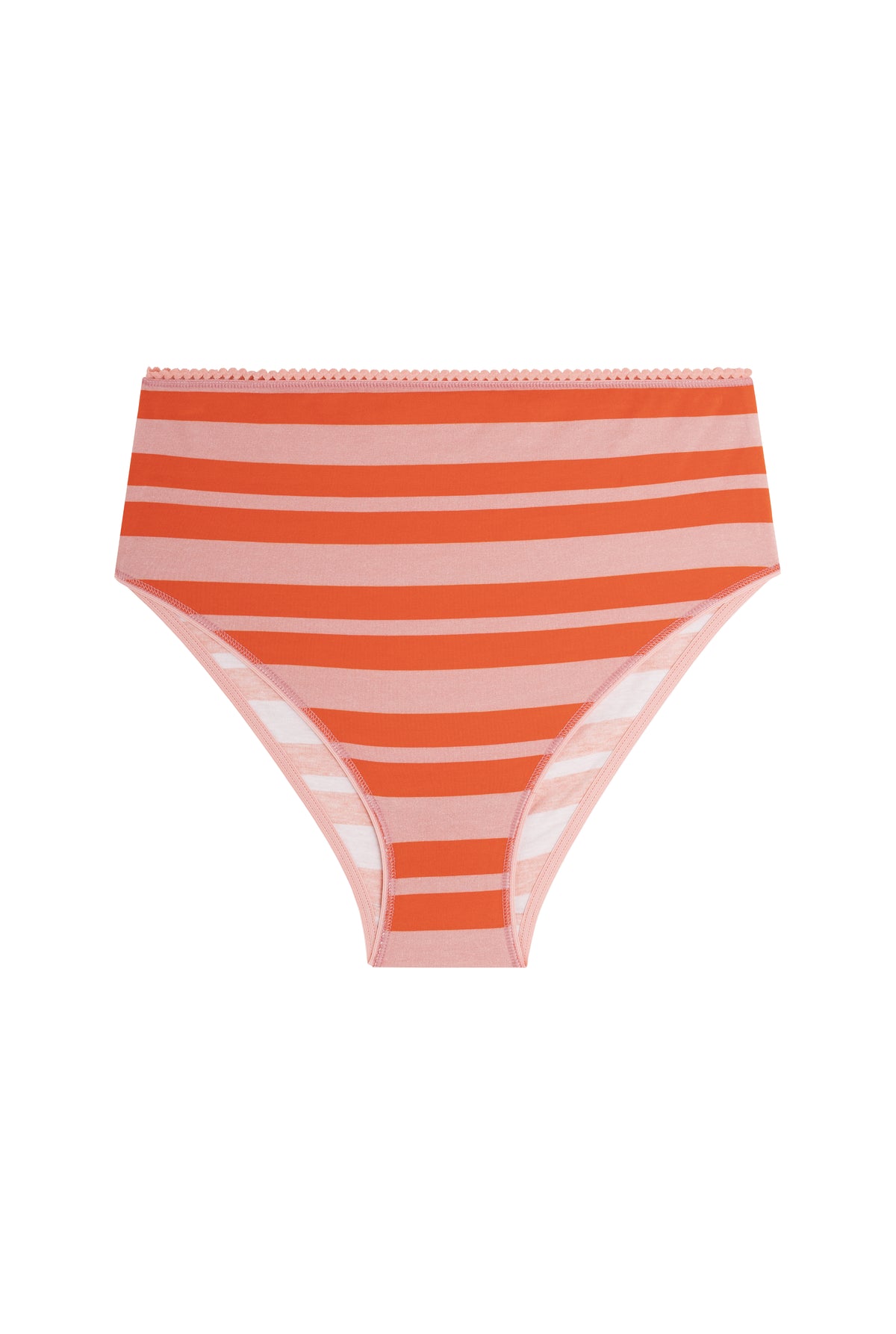 Culotte Taille Haute Coton BIO - Retro Lines Rouge