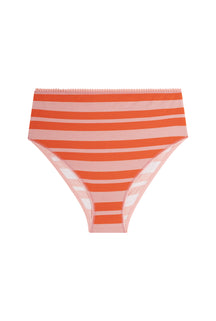 Culotte Taille Haute Coton BIO - Retro Lines Rouge