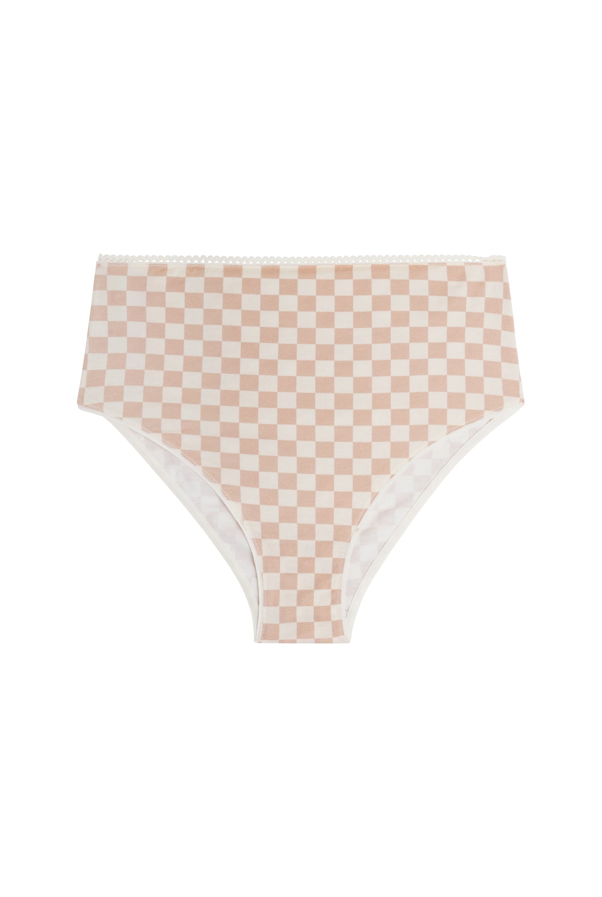 Culotte Taille Haute Coton BIO - Damier Rose