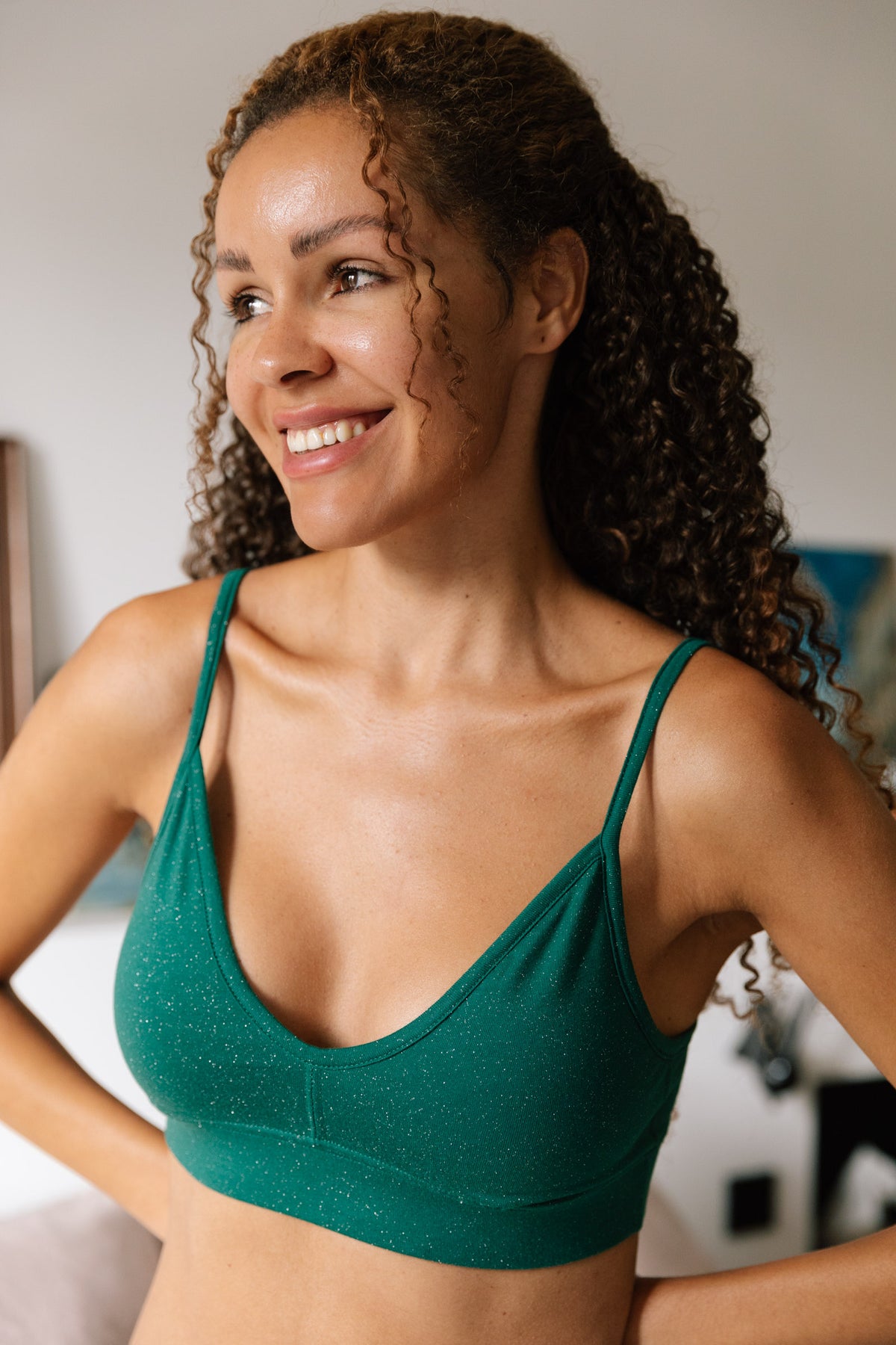 Brassière Coton BIO - Paillettes Vert