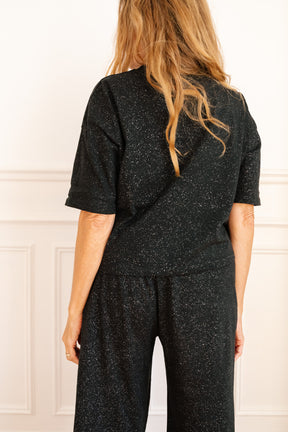 Pyjama long coton BIO - Paillettes Noir - Pantalons fluides - We Are Jolies