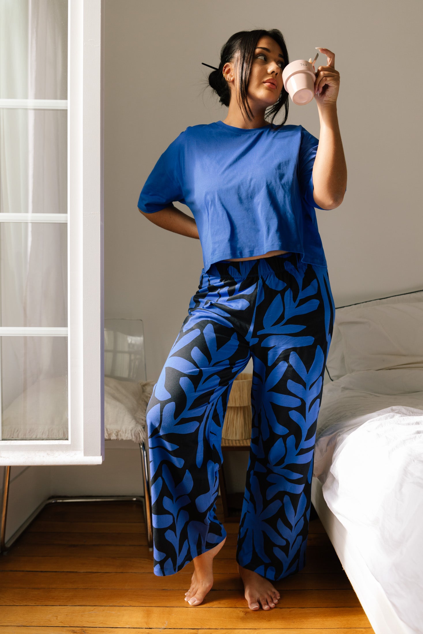 Pyjama long coton BIO - Vegetal Bleu- Pyjamas longs - We Are Jolies