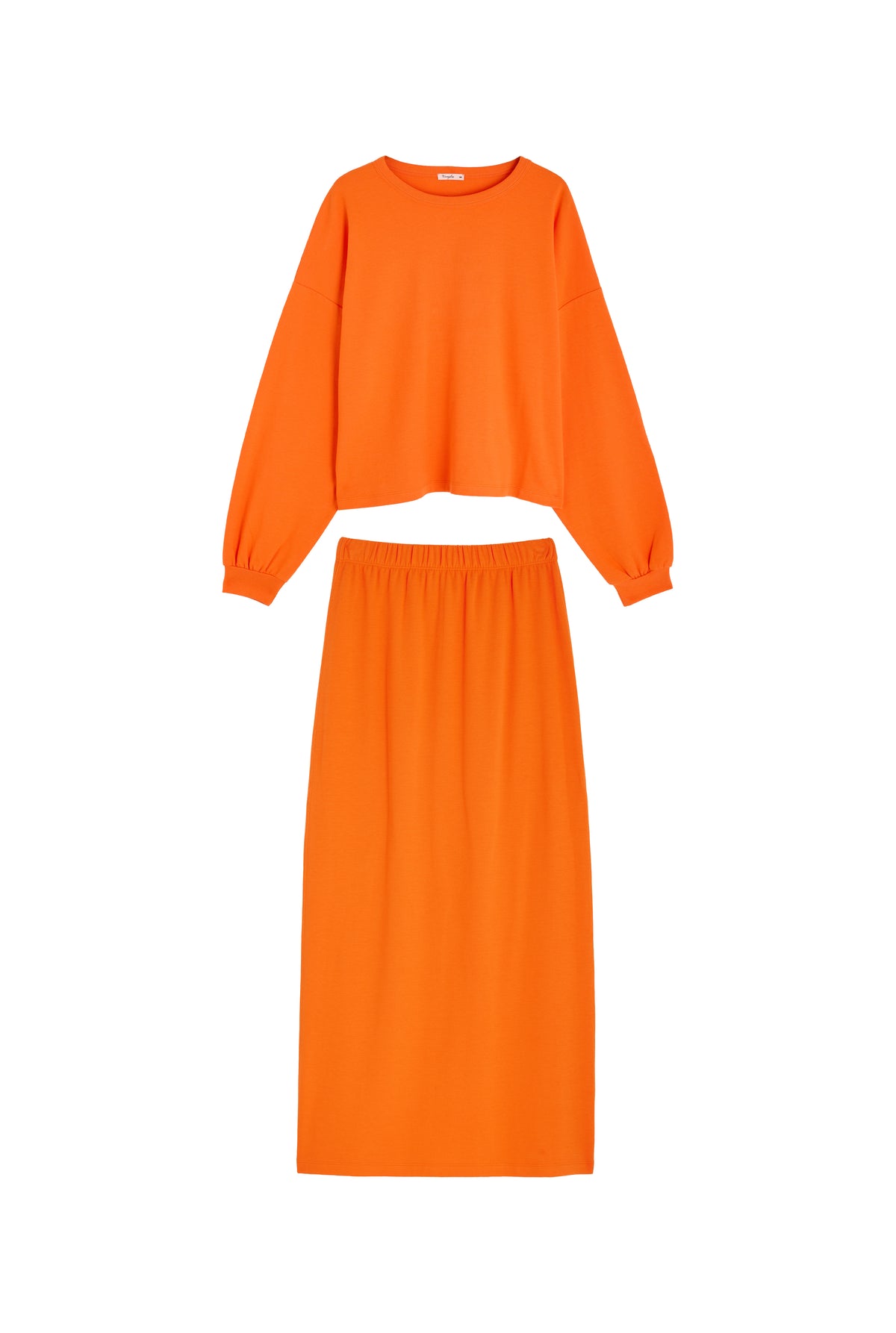 Ensemble Sweat & Jupe longue maille 100% COTON BIO - Orange
