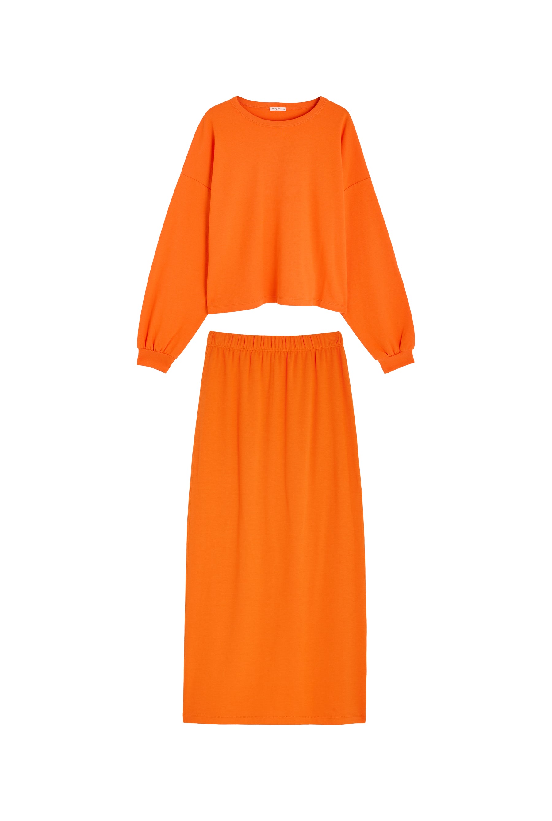 Ensemble Sweat & Jupe longue maille 100% COTON BIO - Orange