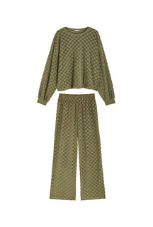 Ensemble Éponge Damier 100% COTON BIO - Kaki