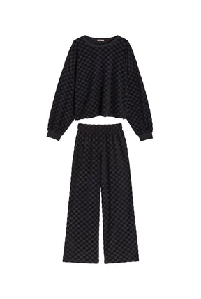 Ensemble Éponge Damier 100% COTON BIO - Noir