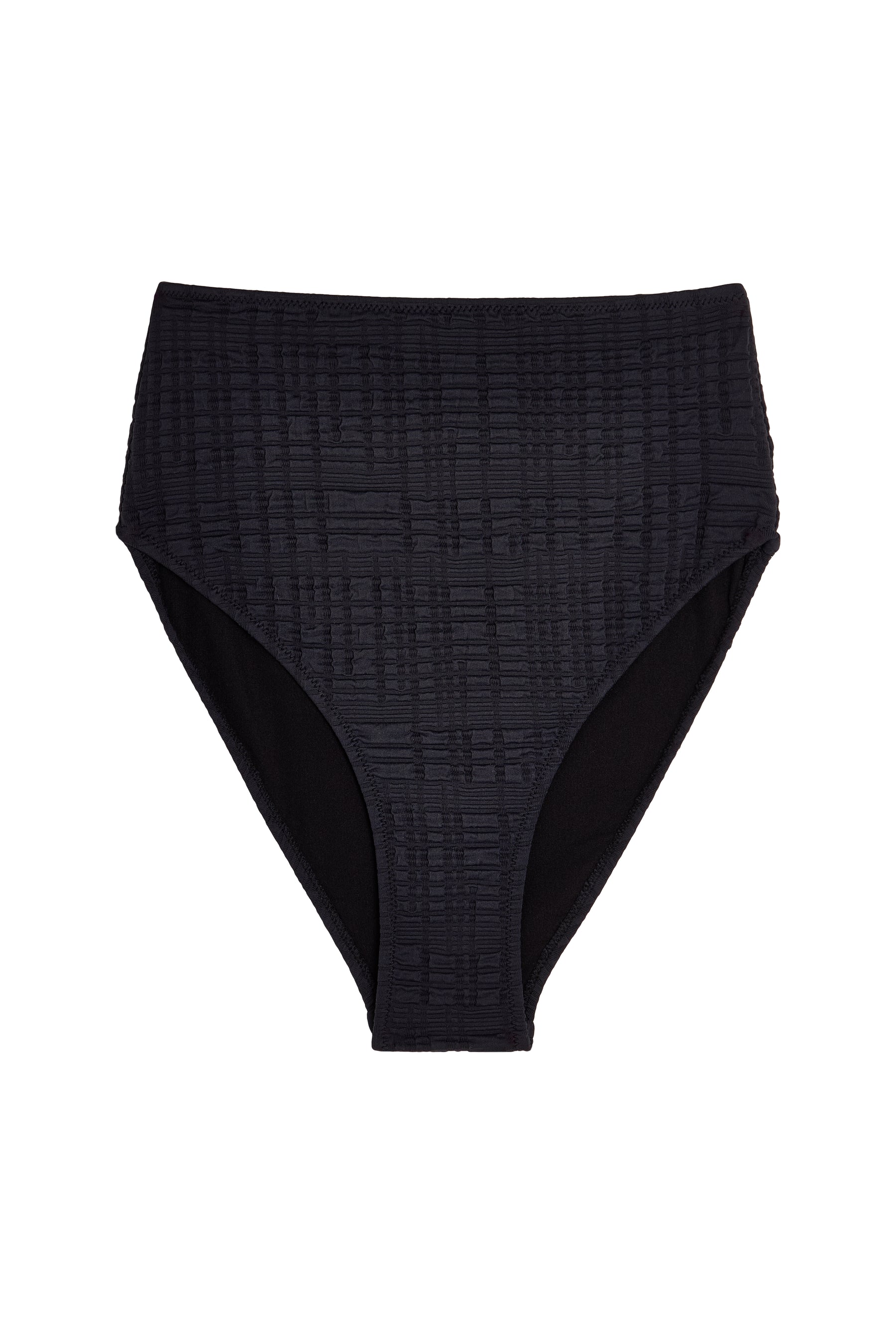 High-Waisted Swimsuit Bottoms - Textured Black