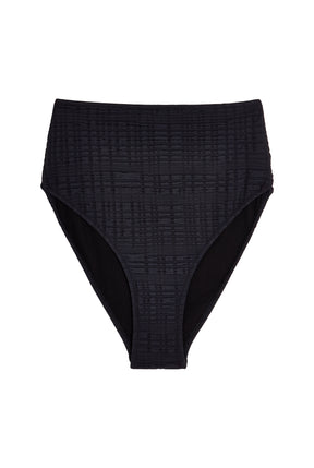 High-Waisted Swimsuit Bottoms - Textured Black