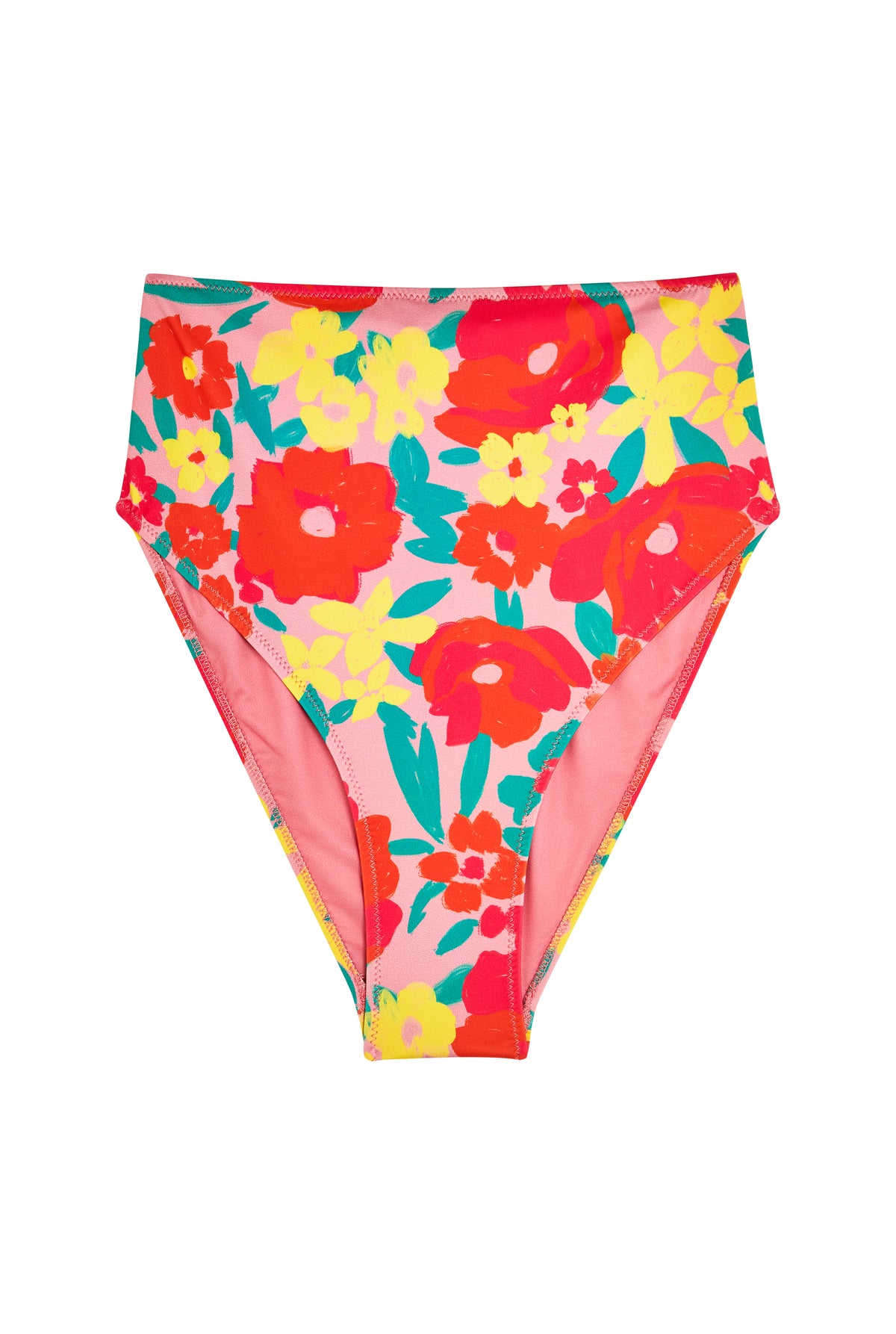 High-Waisted Swimsuit Bottoms - Allamanda Pink