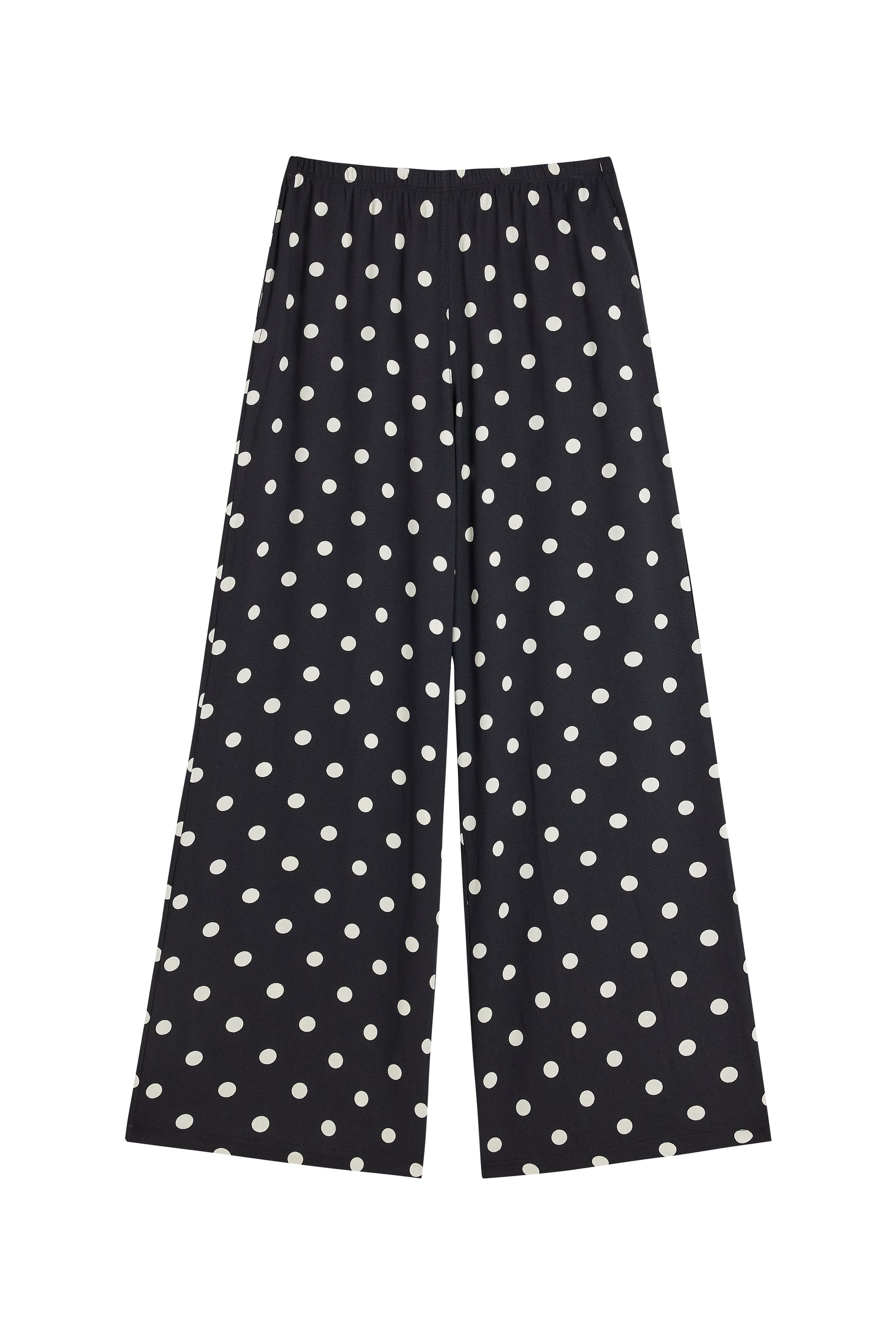 Fluid Viscose Trousers - Black Polka Dot